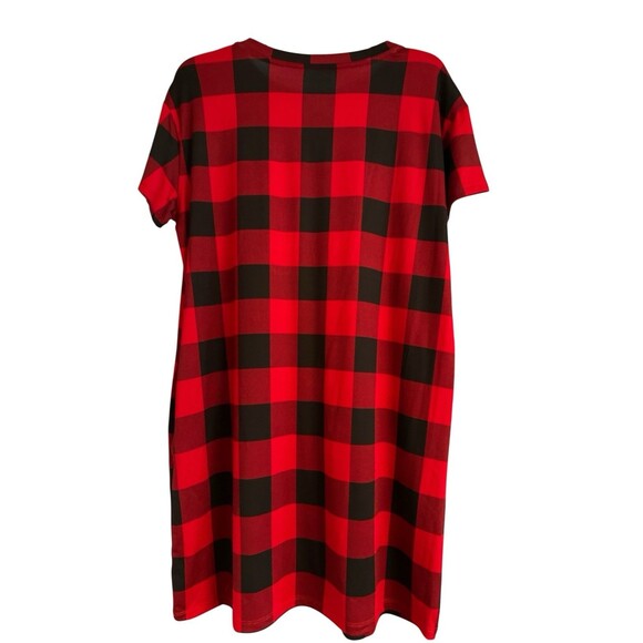 JoySpun Womens Cozy Plaid short sleeves Print Night Gown Sleep Shirt SZ S/M NWT - Picture 1 of 6